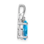 14k White Gold 9x7mm Oval Blue Topaz and Diamond Chain Slide - Image 2