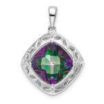 Sterling Silver Rhodium-plated Mystic Fire Topaz/Diamond Pendant