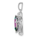 Sterling Silver Rhodium-plated Mystic Fire Topaz/Diamond Pendant - Image 2