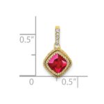14k Cushion Ruby and Diamond Pendant with Side Diamond Detail - Image 3