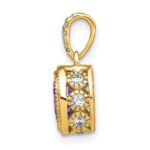 14k 7x5mm Oval Amethyst and Diamond Pendant - Image 2