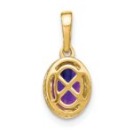 14k 7x5mm Oval Amethyst and Diamond Pendant - Image 4