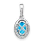 14k White Gold 7x5mm Oval Blue Topaz and Diamond Pendant - Image 4