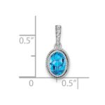 14k White Gold 7x5mm Oval Blue Topaz and Diamond Pendant - Image 3