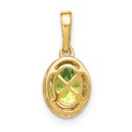 14k 7x5mm Oval Peridot and Diamond Pendant - Image 3
