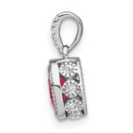 14k White Gold Oval Ruby and Diamond Pendant with Side Diamond Detail - Image 2