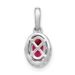 14k White Gold Oval Ruby and Diamond Pendant with Side Diamond Detail - Image 3