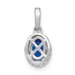 14k White Gold Oval Sapphire and Diamond Pendant with Side Diamond Detail - Image 3
