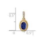 14k Oval Sapphire and Diamond Pendant with Side Diamond Detail - Image 4