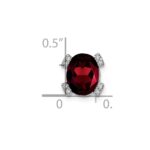 14k White Gold 9x7mm Oval Garnet and Diamond Chain Slide - Image 3