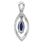 14k White Gold 1/3 carat Lab Grown Diamond VS/SI+ G+ and Lab Created Blue Sapphire Chain Slide Pendant - Image 3
