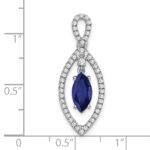 14k White Gold 1/3 carat Lab Grown Diamond VS/SI+ G+ and Lab Created Blue Sapphire Chain Slide Pendant - Image 4