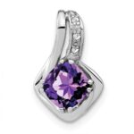 10k White Gold Amethyst and Diamond Pendant