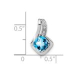10k White Gold Blue Topaz and Diamond Pendant - Image 2