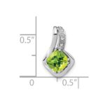 14k White Gold 6.4mm Cushion Peridot and Diamond Chain Slide - Image 2