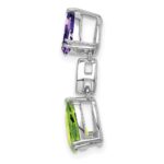 14k White Gold Pear Amethyst/Peridot and Diamond Chain Slide - Image 2