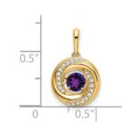 14k 4.5mm Round Moving Vibrant Amethyst and Diamond Pendant - Image 3