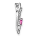 14k White Gold Pink Sapphire and Diamond Heart Chain Slide - Image 2