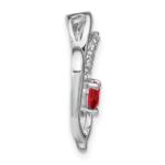14k White Gold Ruby and Diamond Heart Chain Slide - Image 2