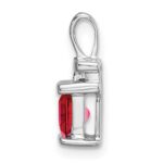 14k White Gold Square Ruby and Diamond Pendant - Image 2