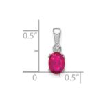 14k White Gold 7x5mm Oval Ruby and Diamond Pendant - Image 2