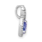 14k White Gold 6x4mm Oval Tanzanite and Diamond Halo Pendant - Image 2