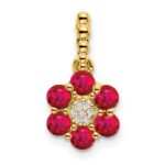 14k Ruby and Diamond Floral Pendant