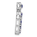 14k White Gold Octagon Sapphire and Diamond Oval Chain Slide - Image 2