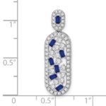 14k White Gold Octagon Sapphire and Diamond Oval Chain Slide - Image 3