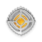 14k White Gold 6.5mm Cushion Citrine Beaded Edge Chain Slide - Image 4