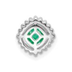 14k White Gold Cushion Emerald Beaded Edge Chain Slide - Image 4