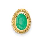 14k Oval Emerald Beaded Edge Chain Slide