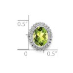 14k White Gold 8x6mm Oval Peridot Beaded Edge Chain Slide - Image 3