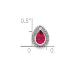 14k White Gold Pear Ruby Beaded Edge Chain Slide - Image 3