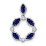 14k White Gold Marquise Sapphire and Diamond Circle Chain Slide