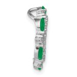 14k White Gold Marquise Emerald and Diamond Circle Chain Slide - Image 2