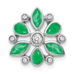 14k White Gold Pear and Marquise Emerald and Diamond Chain Slide