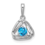 14k White Gold 4mm Round December/Blue Topaz Triangle Pendant