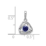 14k White Gold 4mm Round September/Lab Created Sapphire Triangle Pendant - Image 2