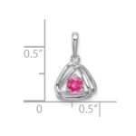 14k White Gold 4mm Round October/Pink Tourmaline Triangle Pendant - Image 2
