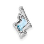 10k White Gold Cushion Aquamarine and Diamond Chain Slide - Image 3