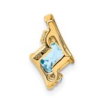 10k Yellow Gold Cushion Aquamarine and Diamond Chain Slide - Image 2