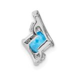 10k White Gold Cushion Blue Topaz and Diamond Chain Slide - Image 3
