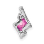 10k White Gold Cushion Cr. Pink Sapphire and Diamond Chain Slide - Image 3