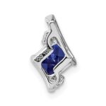 Sterling Silver Antique Cushion Cr. Sapphire and Diamond Pendant - Image 3
