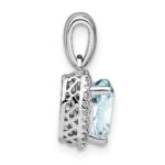 Sterling Silver Rhodium-plated Aquamarine and Diamond Pendant - Image 2