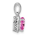 Sterling Silver Rhod-plated Created Pink Sapphire/Diamond Pendant - Image 2