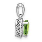 Sterling Silver Rhodium-plated Peridot and Diamond Pendant - Image 2