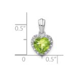 Sterling Silver Rhodium-plated Peridot and Diamond Pendant - Image 3
