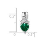 Sterling Silver Rhodium-plated Created Emerald/Diamond Pendant - Image 2